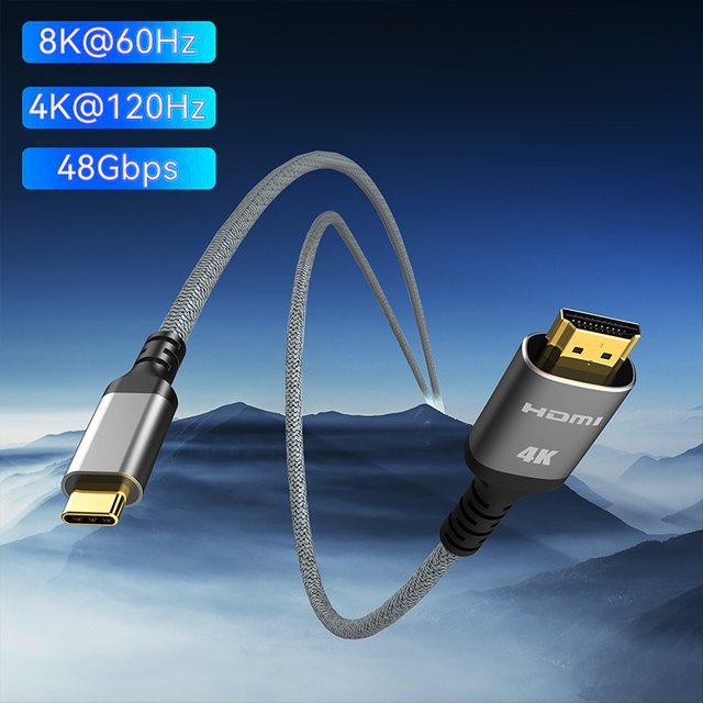 Cyanmi USB-C auf HDMI Adapter Kabel 4K, Thunderbolt 3 kompatibel mit MacBook Pro und iPad Pro, Länge: 3,05 m - Bild 1