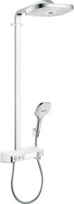 Hansgrohe Showerpipe Raindance Select E mit Thermostat und Handbrause, 3 Strahlarten, weiß/chrom - Bild 1