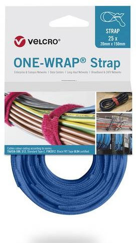 VELCRO One Wrap Klettband Blau, 25 Stück, Breite: 1,3 cm, Länge: 20 cm - Bild 1