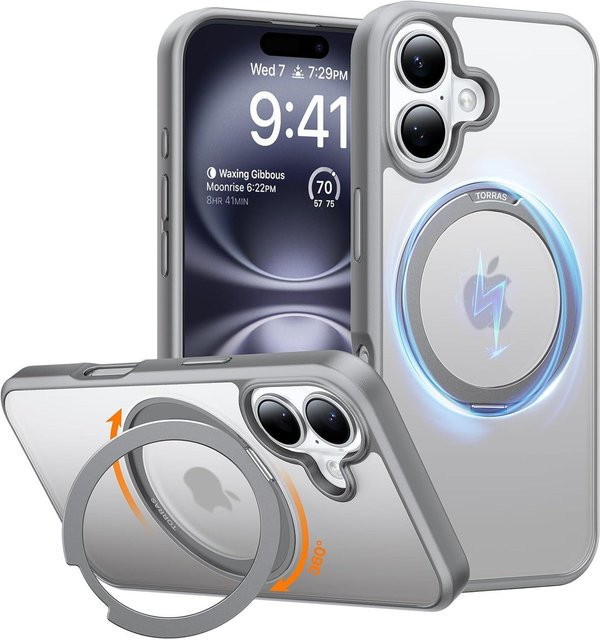 Torras Ostand Pro Series Handyhülle für iPhone 16 in Titanium Grey - Bild 1