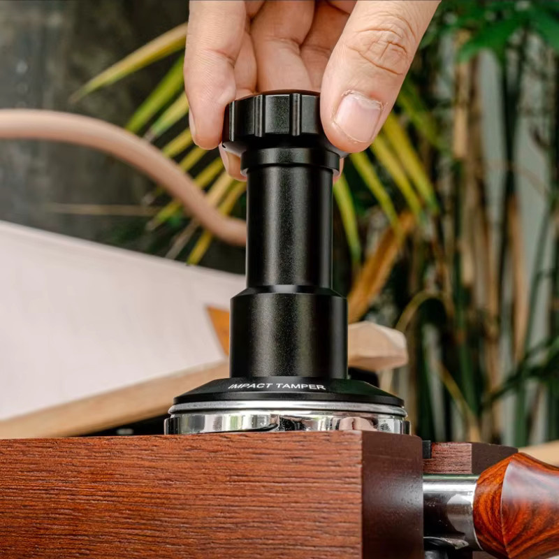 JUSTINLAU Kaffee-Pulverstampfer aus 304 Edelstahl mit Konstantdruck für Espresso-Maschinen, Silber/Schwarz, 51-58mm - Bild 2