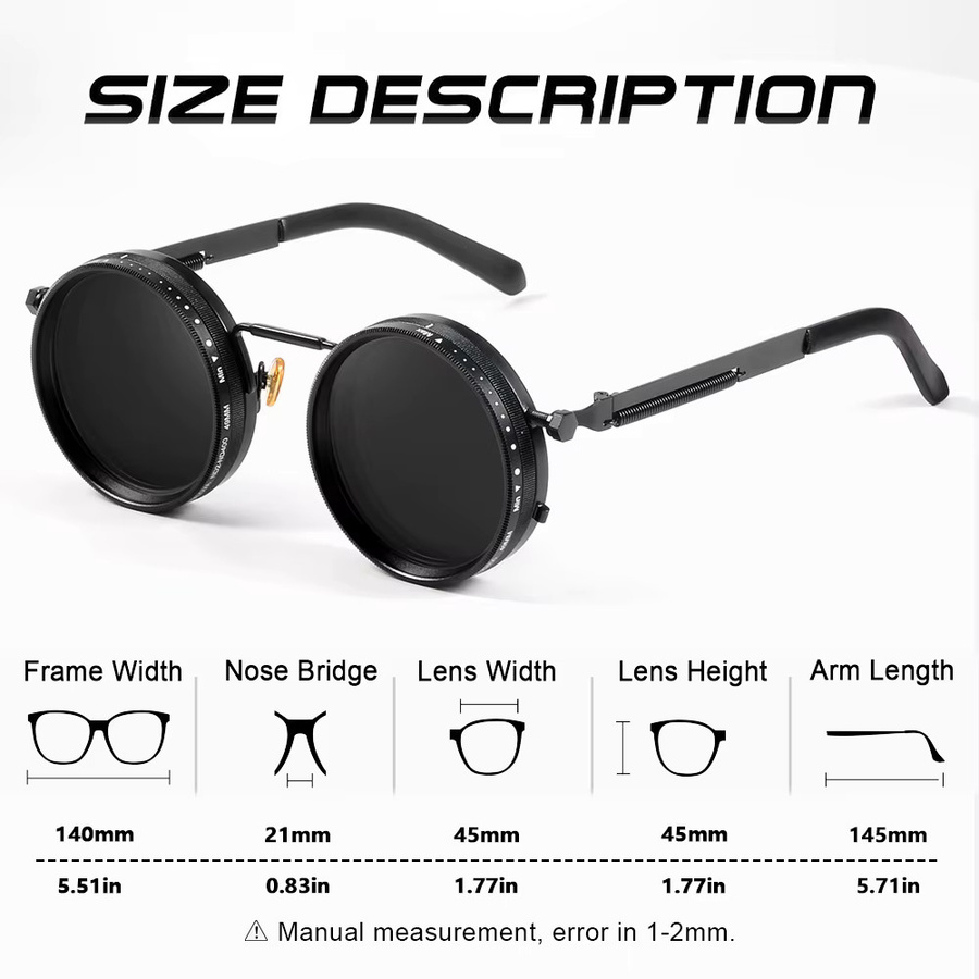 CRIXALIS Sonnenbrille, Herren, rund, Metall, schwarz, polarisiert - Bild 2