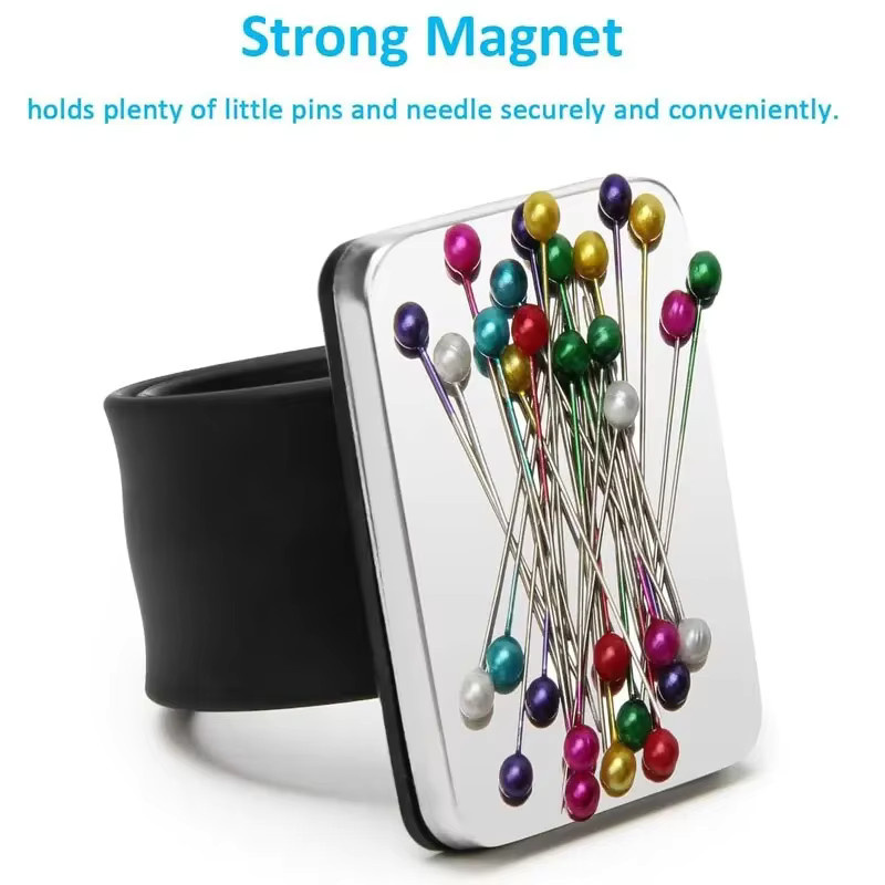 Magnetisches Silikon-Nadelkissen für das Handgelenk in Pink oder Schwarz, tragbarer Magnet-Nadelhalter für Profis und DIY-Handwerker - Bild 2