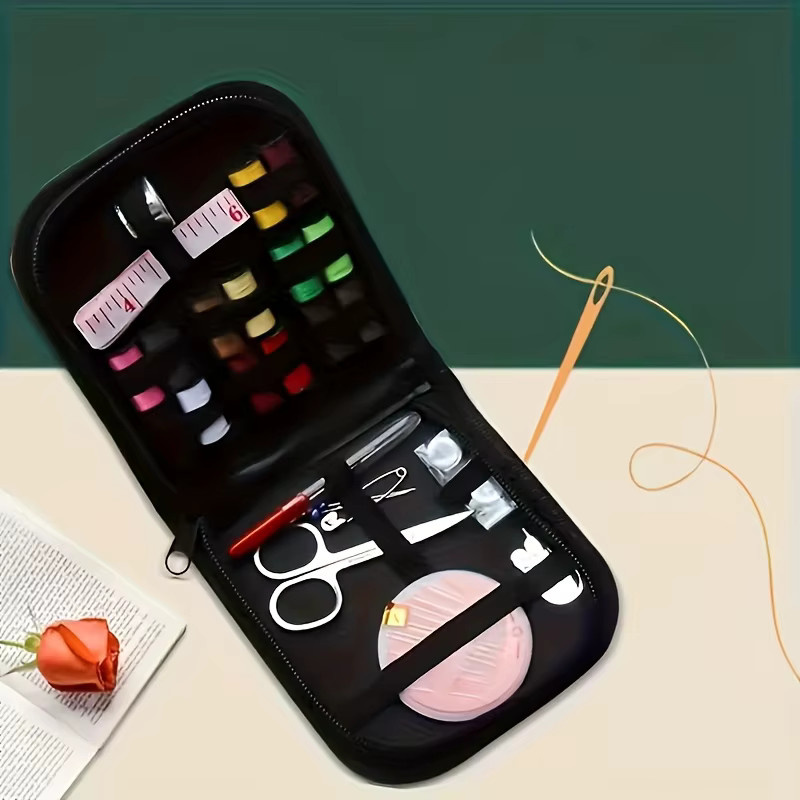 Tragbares Reise-Nähset mit 27 Teilen in Mehrfarben aus Canvas und Kunststoff zur einfachen Reparatur - Bild 4