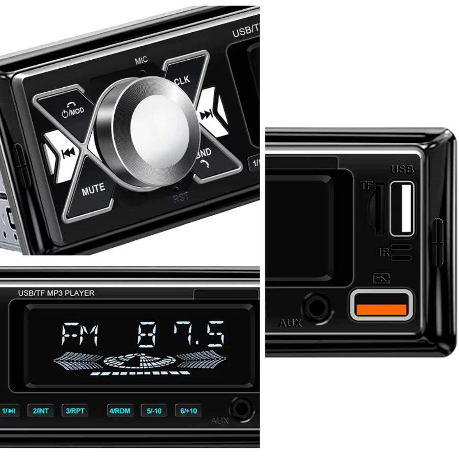HIPPCRON Digitales 1 Din Autoradio mit FM Musikradio, MP3 Player und 7 farbigen Lichtern in Schwarz inklusive Fernbedienung - Bild 2