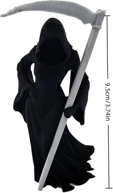 Gotische Sensenfrau Skulptur von SheyIn in Schwarz und Silber als dekorative Harzstatue für dein Zuhause oder Büro - Bild 1