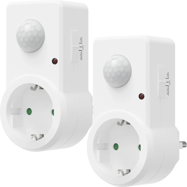 Oktaplex Sia Steckdose mit Bewegungsmelder 2er Set in Weiß mit Infrarotsensor - Bild 1