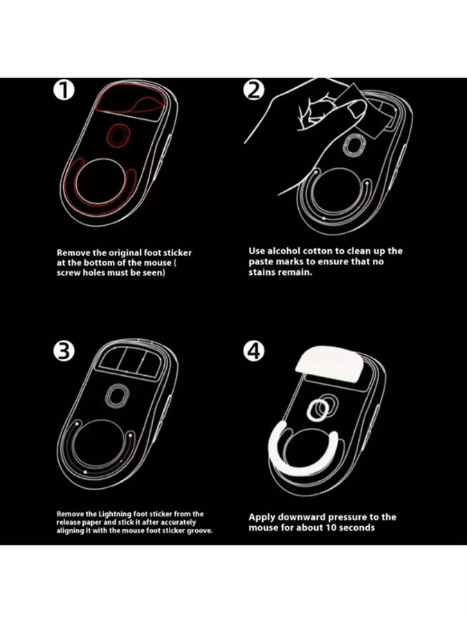 Logitech Mausfüße-Aufkleber in Weiß mit abgerundeten Kanten für GPW1, GPW2, G304 und G305 - Bild 5