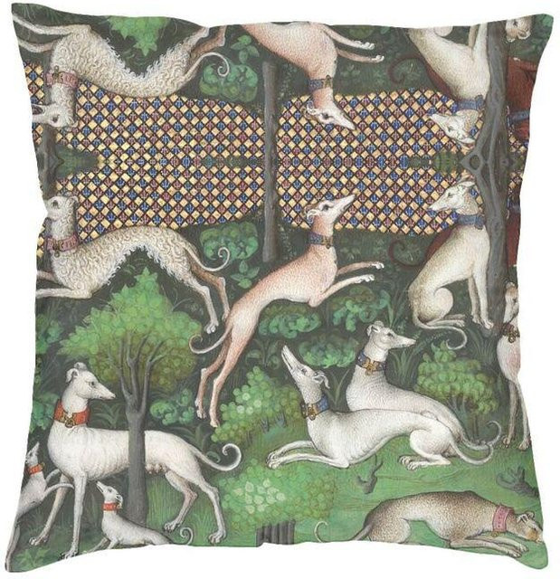 RRR Home Kissenbezug Gustav Klimt Windhund Design aus Samt, Quadratisch, B/B: 60 x 60 cm, Mehrfarbig - Bild 1