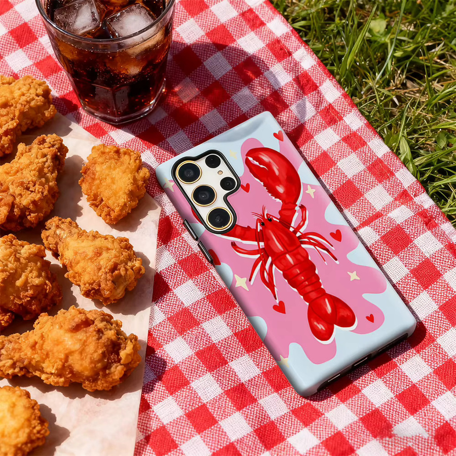 Rote Hummer-Handyhülle mit glänzender doppellagiger Rückseite für Samsung Galaxy S25 Ultra, S24 und S23 Ultra Plus - Bild 4