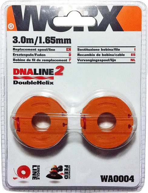 Worx Ersatz-Fadenspule WA0004 für 20 V Akku-Rasentrimmer, 2er-Set, Orange - Bild 1