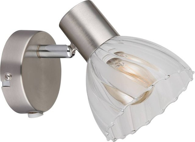 GLOBO Wandstrahler Nickel Matt mit klarem Glas und modernem Design, Höhe: 12,5 cm, Fassung E14 - Bild 1