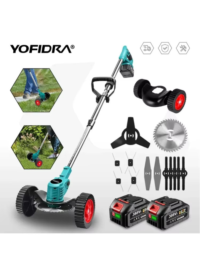 YOFIDRA Kabelloser Elektrischer Rasenmäher und Rasentrimmer, Faltbar und Einstellbar, 100-135 cm, Garten-Unkrautentferner kompatibel mit Makita 21V Akku - Bild 6