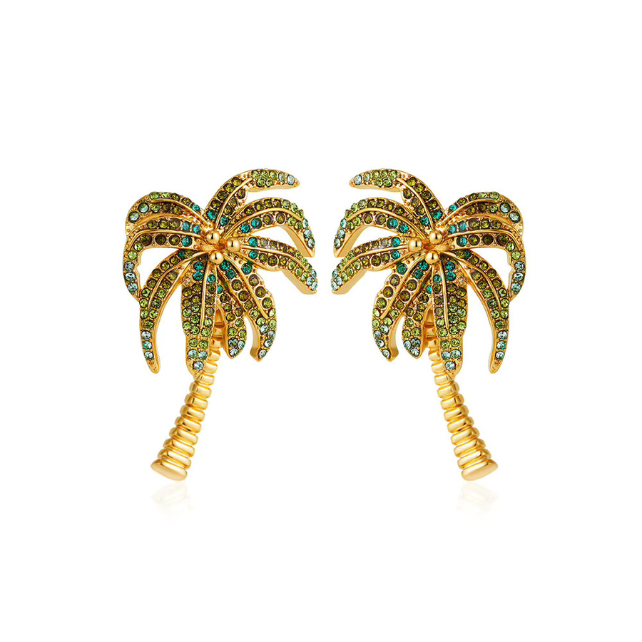 Ohrstecker Kokosnussbaum, Zirkonia, Gold, Damen - Bild 2