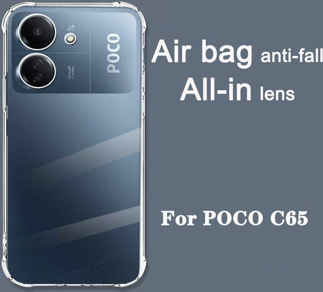 Transparente Silikon-Schutzhülle für Xiaomi POCO C65 5G, Redmi 12C und Redmi 10C mit Airbag-Funktion und Stoßfestigkeit - Bild 1