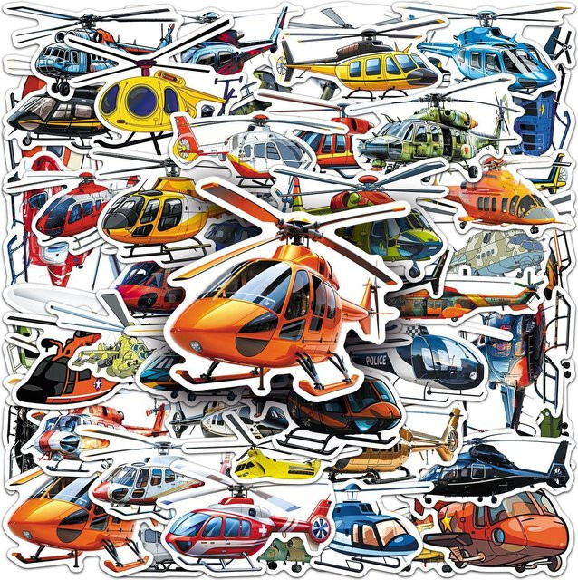 Rui Di Cartoon Hubschrauber Aufkleber Wasserdichte Dekoration für DIY Notizbücher in Multicolour (50 oder 100 Stück) - Bild 1