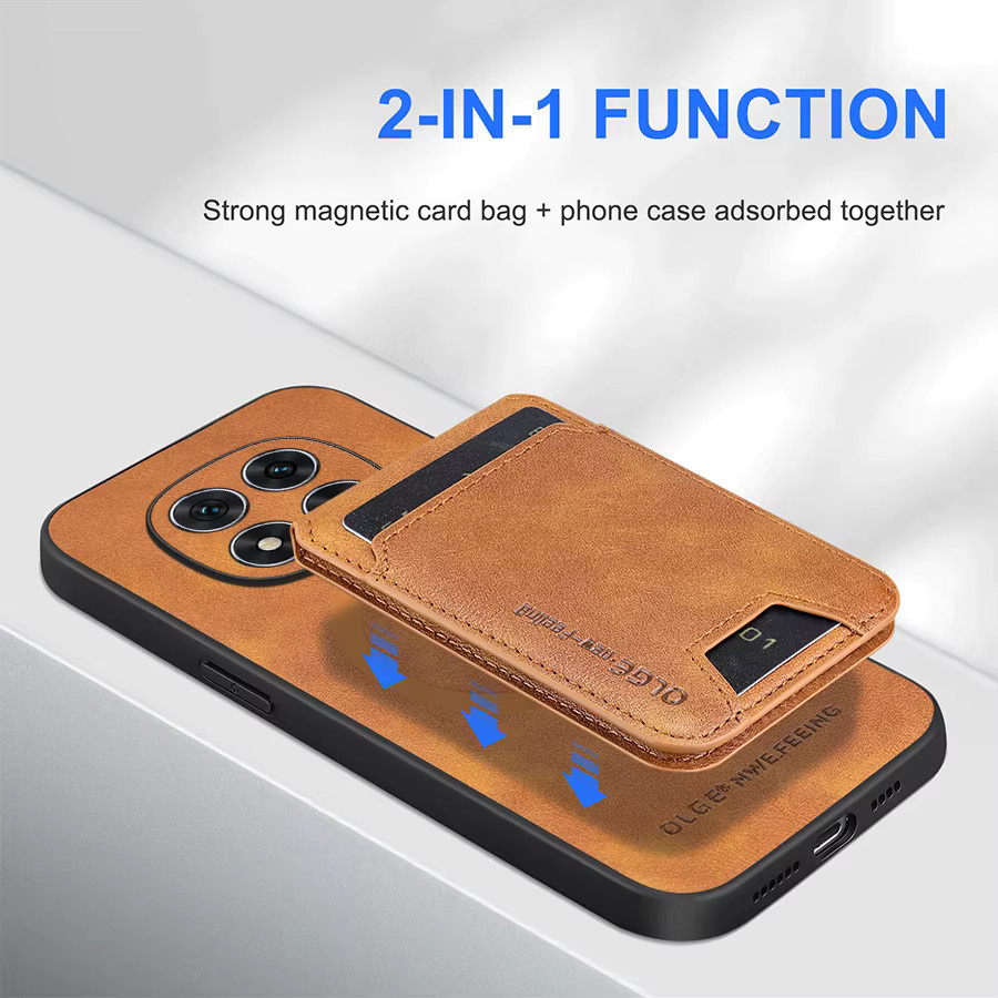 Magnetische Lederhülle mit Kartenhalter und Standfunktion für Xiaomi Redmi Note 15 Pro Plus und Redmi Note 15 Pro in Schwarz oder Braun - Bild 2