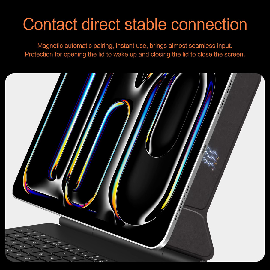 LFOIQN Smart Pogo Pin Magic Keyboard Hülle mit Trackpad für iPad Pro 11 und 13 Zoll, iPad Air 11 und 13 Zoll sowie iPad Pro 12.9 Zoll, erhältlich in Schwarz oder Weiß - Bild 3