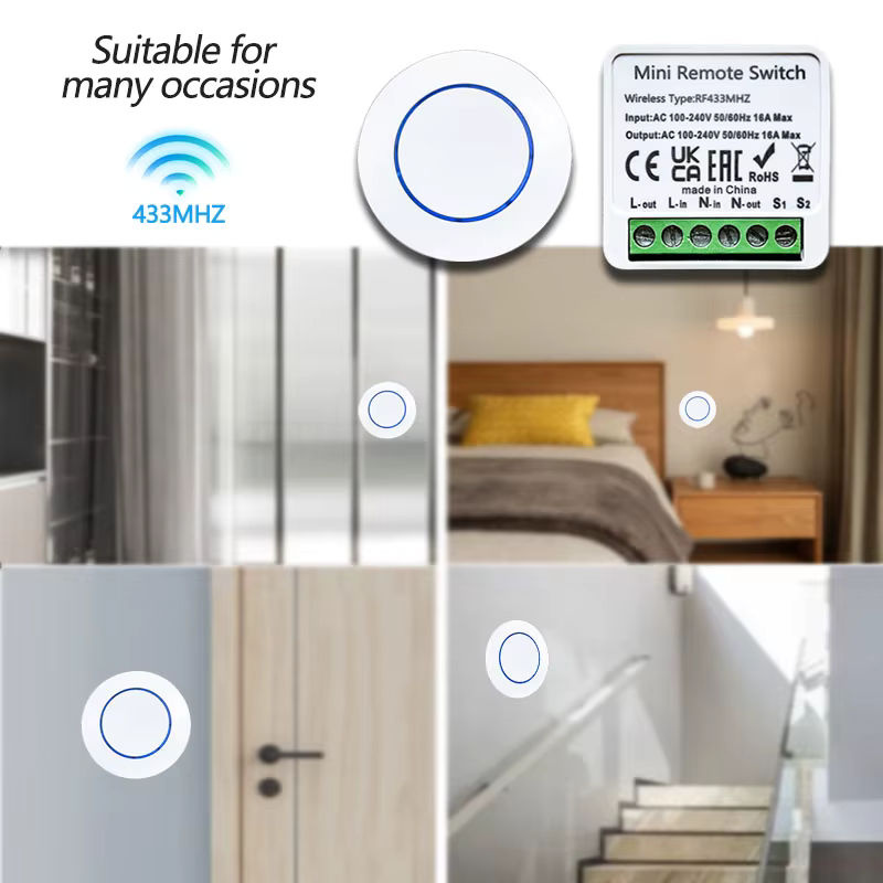 AXUS 433 MHz Relais Empfänger Modul mit Fernbedienung für Smart Home, Drahtloser Lichtschalter in Weiß - Bild 4