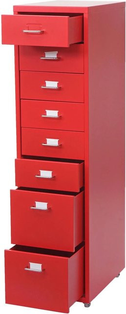 PROREGAL Rollcontainer Housten mit 8 Schubladen in Rot, B/T/H: 110 x 28 x 41 cm - Bild 1