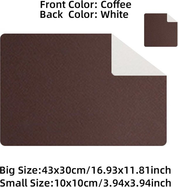 Mango Event Tischset aus Leder doppelseitig rechteckig in Kaffeebraun B: 43 cm, T: 30 cm - Bild 1