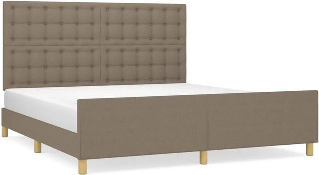 vidaXL Bettgestell mit Kopfteil aus Stoff und Lärchenholz in Beige/Grau B/T/H: 160 x 200 x 128 cm - Bild 1