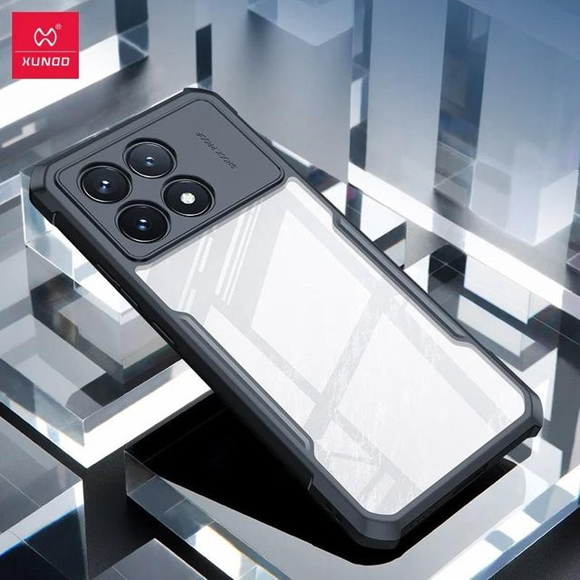 XUNDD Stoßfeste Schutzhülle für POCO X6 Pro 5G und Redmi K70E, Transparent mit Kamera-Schutz und Airbags aus PC+TPU - Bild 1