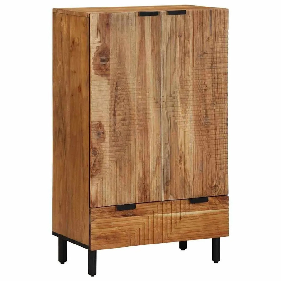 vidaXL Highboard mit Regal aus Massivholz Akazie in Natur Braun B: 60 cm, T: 33,5 cm, H: 100 cm - Bild 2