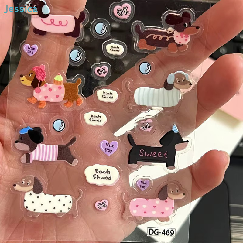3D-Aufkleber-Set mit Dackel Motiven in Multicolor für Scrapbooking und Tagebücher - Bild 2