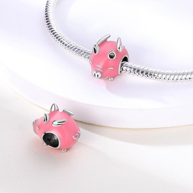 YIRAN Jewelry Charm, Kupferplattiert, Rosa Schwein, Perle, Damen, Weiß - Bild 1