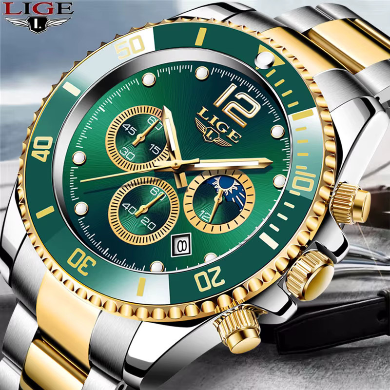 LIGE Chronograph, Quarz, Edelstahl, Blau, Herren - Bild 6