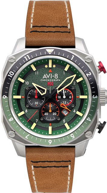 AVI-8 Chronograph, Herren, Edelstahl, Quarz, 43 mm, Grün, 5 ATM - Bild 1