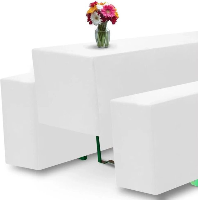 Beautissu Basic M Biertischhusse Weiß 3-teiliges Set aus Polyester für 70 cm Breite - Bild 1