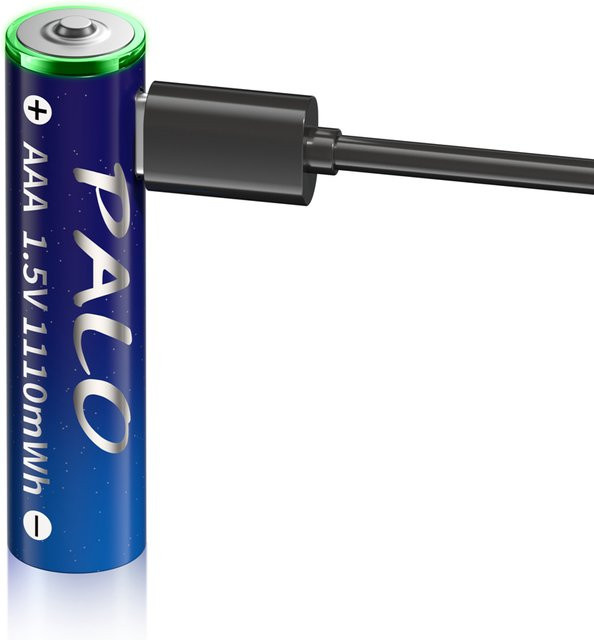 CITYORK Wiederaufladbare 1,5V AAA Li-Ionen-Batterie mit USB-C Schnellladekabel, 1110mWh, Blau - Bild 1