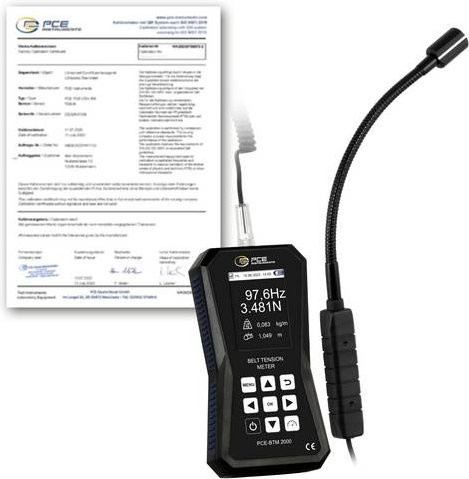 PCE Instruments Riemenspannungsmessgerät PCE-BTM 2000L-ICA in Schwarz mit ISO-Zertifikat für Messungen in Hz und N inklusive Speicher und Software - Bild 1