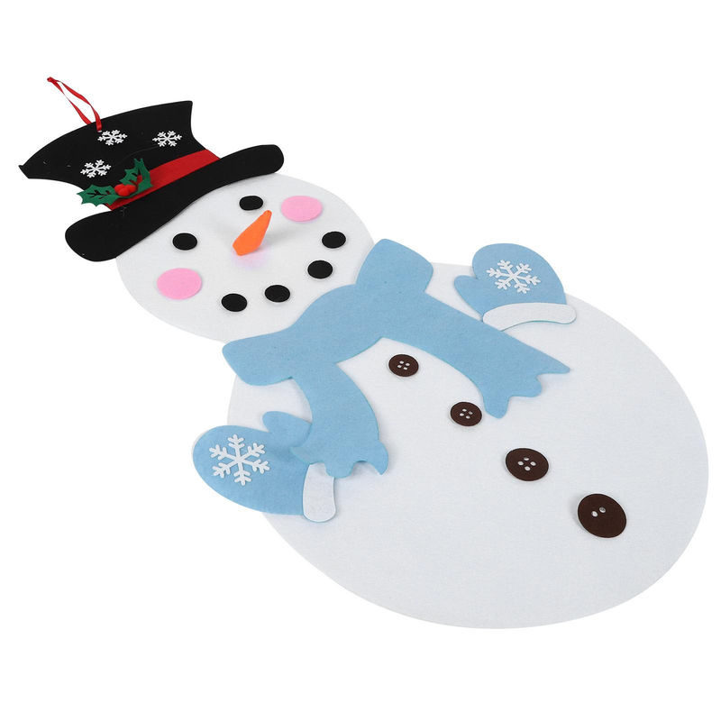 TOMTOP JMS DIY Filz Schneemann Bastelset für Kinder als hängende Weihnachtsdekoration in Weiß und Mehrfarbig mit blauem Schal - Bild 2