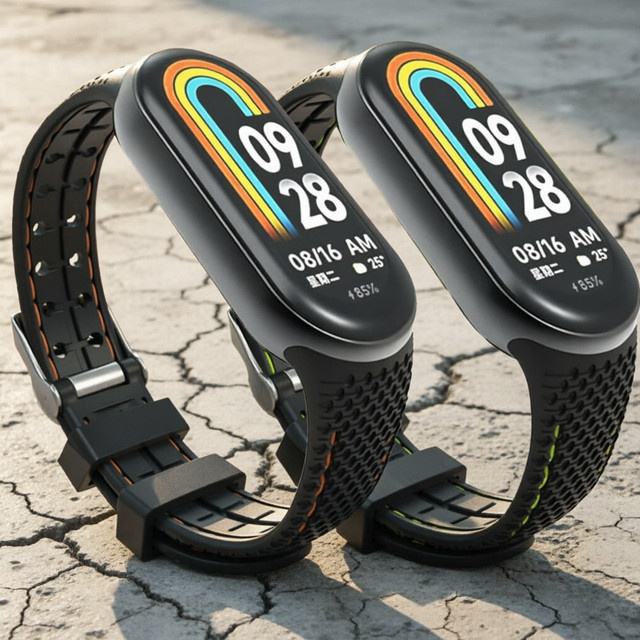 Aiss Uhrenarmband Silikon, Schwarz, Xiaomi Mi Band 10 9 8 - Bild 1