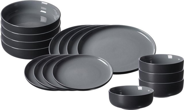 Ritzenhoff & Breker Jasper Dinner-Set aus Keramik in Grau, 16-teilig - Bild 1