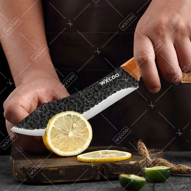 WXCOO Kochmesser aus Edelstahl mit Holzgriff und Scheide, handgeschmiedetes Metzgermesser in Silber für die Fischfiletierung - Bild 1