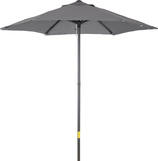 Outsunny Sonnenschirm mit Knickfunktion und Kurbel, sechseckig, Dunkelgrau, Durchmesser: 196 cm - Bild 1