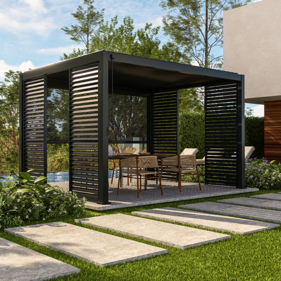 Leco Lamellenpergola Deluxe aus Aluminium in Anthrazit, B: 400 cm, T: 300 cm, H: 250 cm - Bild 3