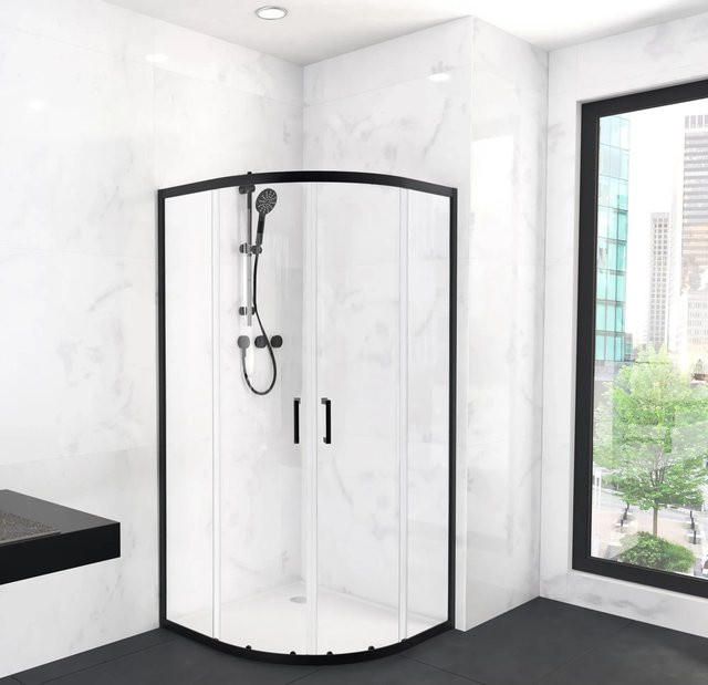 Aurlane Glasdusche Factory Rund mit Schiebetür, Farbe: Schwarz, B/T/H: 90 x 90 x 200 cm - Bild 1