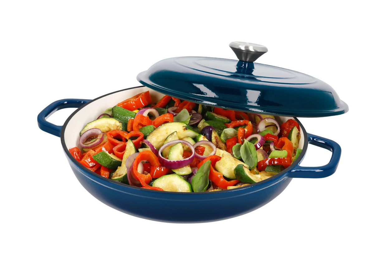 SILVERCREST® Servierpfanne aus emailliertem Gusseisen, Blau, Durchmesser: 30 cm - Bild 4