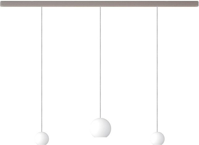 KOMOT KOS Trio SL LED-Pendelleuchte mit Schiene, Farbe Nickel matt und Edelstahl, Opalglas, Tunable White 2200K - 4200K, Länge: 150 cm - Bild 1