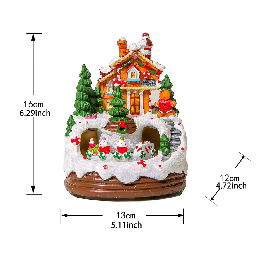 Qiilu YL-2347 Leuchtendes Musik-Schneehaus mit rotierendem Musikzug in Rot und Multicolour als kreatives Weihnachtsornament - Bild 2