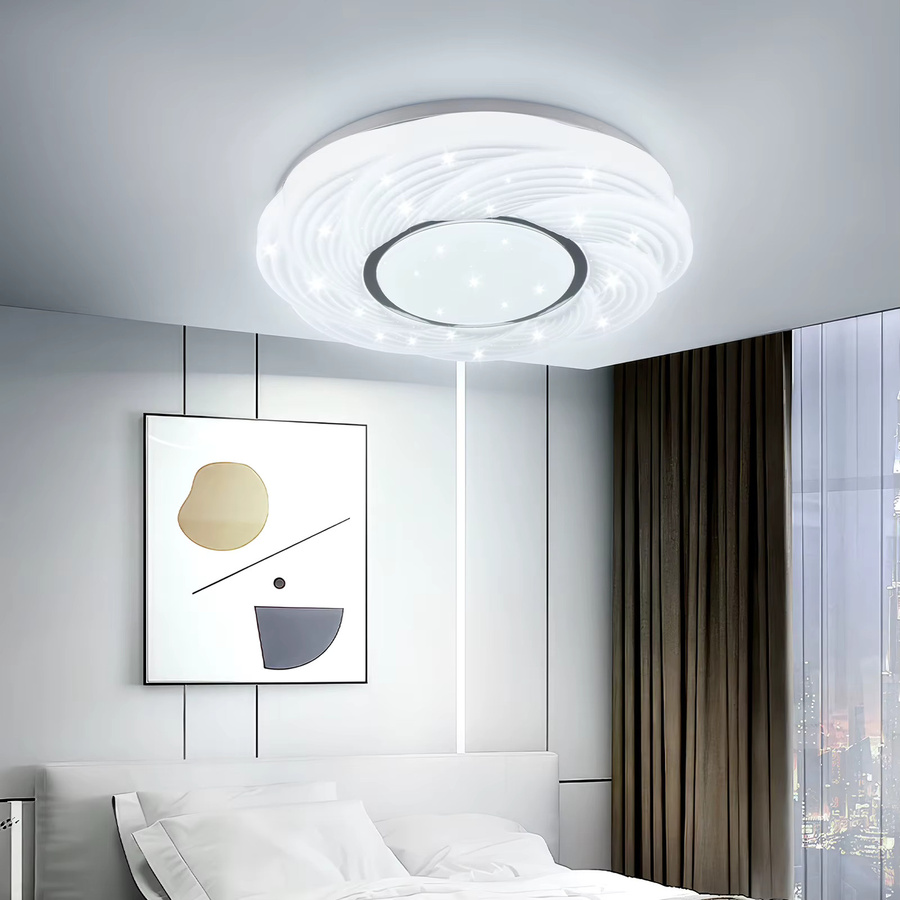 LED-Deckenleuchte mit Sternenhimmel Design in Weiß, Kaltweiß 6500K, Aufputzleuchte für Wohnzimmer, Schlafzimmer, Küche und Flur - Bild 4