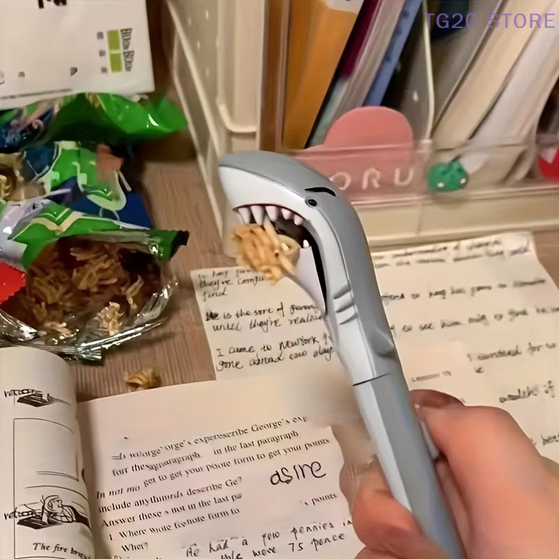 Weißer Cartoon Hai Kugelschreiber in Shark-Form für Kinder und Studenten - Bild 3