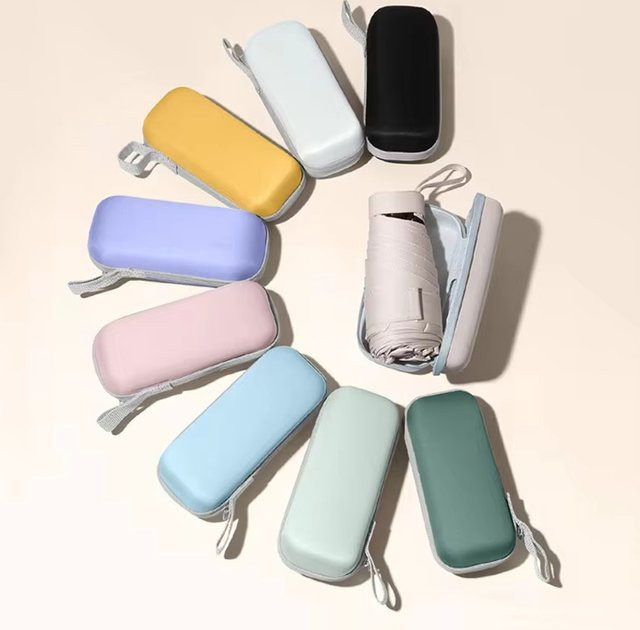 XMSJ Mini-Kompakt-Taschenschirm für Damen mit UPF50+ Sonnenschutz, 5-fach faltbar, Farbe: Grün - Bild 1