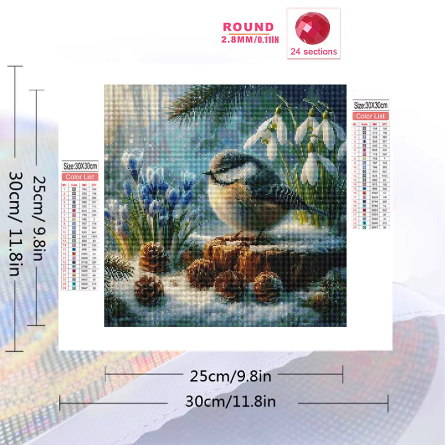 Momoart Diamantmalerei Set Vogel und Blumen DIY Acryl Mosaik Handwerk in Multicolour B/B/B: 20 x 20 x 20 cm - Bild 2