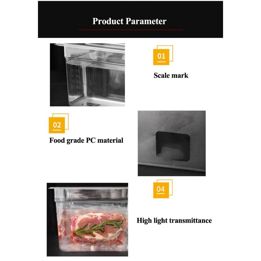 Ideal World Sous Vide Garbehälter aus lebensmittelechtem PC-Material, transparent, 6 l - Bild 4